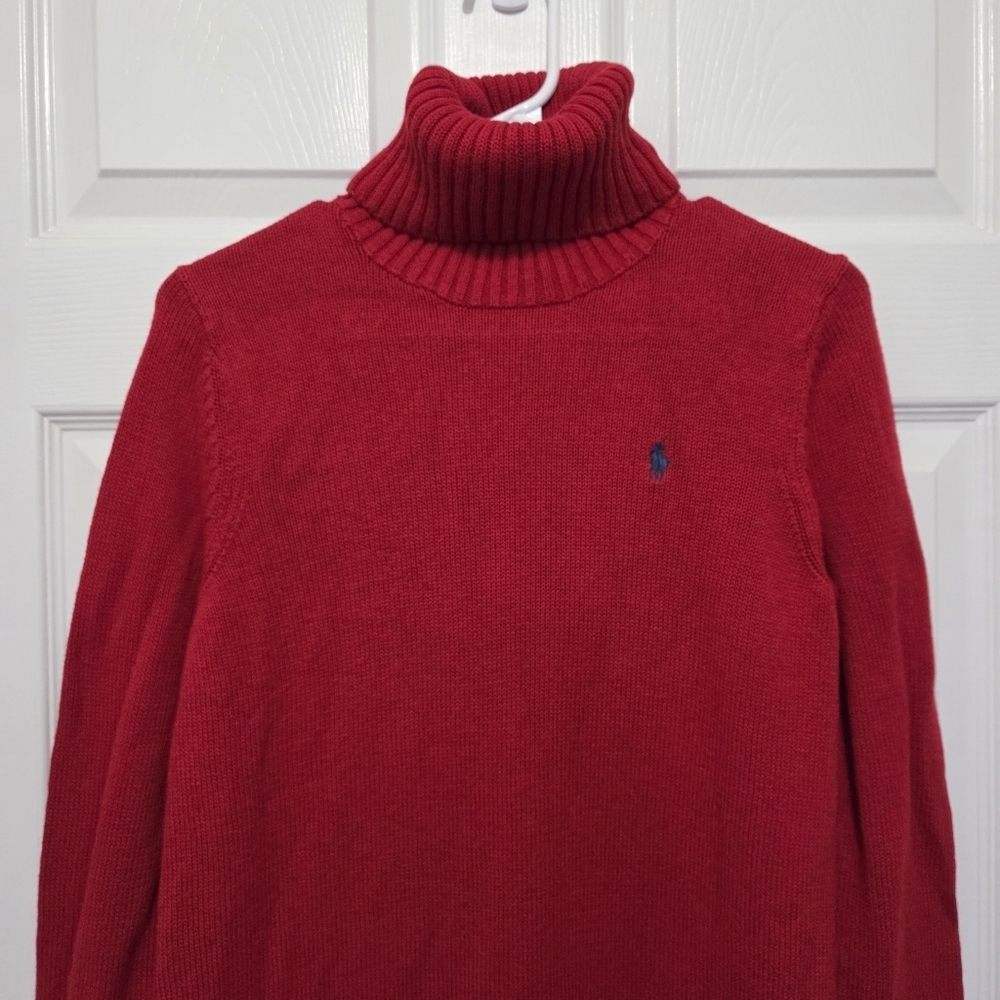 Polo Ralph Lauren Turtle Neck Wool Blend Knit Red Sweater Dress Size Small - Picture 5 of 10